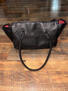 Hammitt Allen Medium Black/Gunmetal Leather Shoulder Bag READ